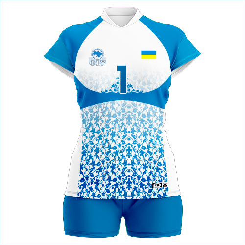 Жіноча волейбольна форма біло-блакитна